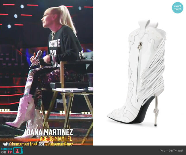 Philipp Plein Panelled Cowboy Boots worn by Gwen Stefani on The Voice
