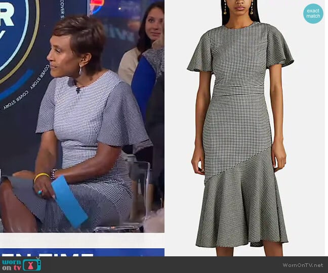 Prabal Gurung Victoria Houndstooth Sheath Dress worn by Robin Roberts on Good Morning America
