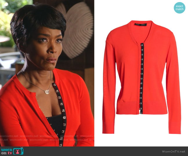 Proenza Schouler Satin-Trimmed Knitted Cardigan worn by Athena Grant (Angela Bassett) on 9-1-1