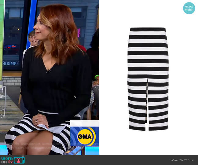 Proenza Schouler Stripe Knit Pencil Skirt worn by Ginger Zee on Good Morning America