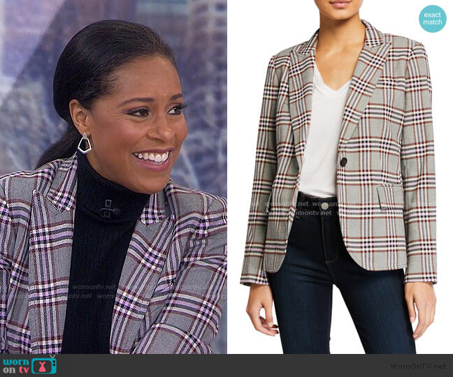 Derek Lam 10 Crosby Plaid Twill Blazer worn by Sheinelle Jones on Today