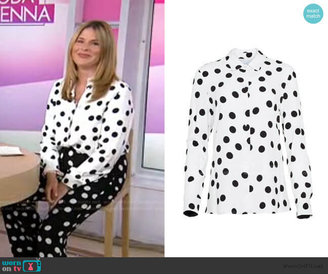 Pearl by Lela Rose Polka Dot Button Front Top worn by Jenna Bush Hager on Today