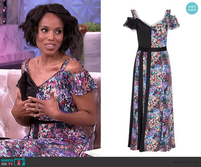 Prabal Gurung Contrast Floral Silk Midi Dress