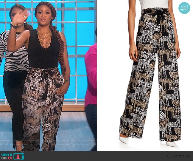 Prabal Gurung Artisanal Tiger-Print Pants worn by Eve on The Talk