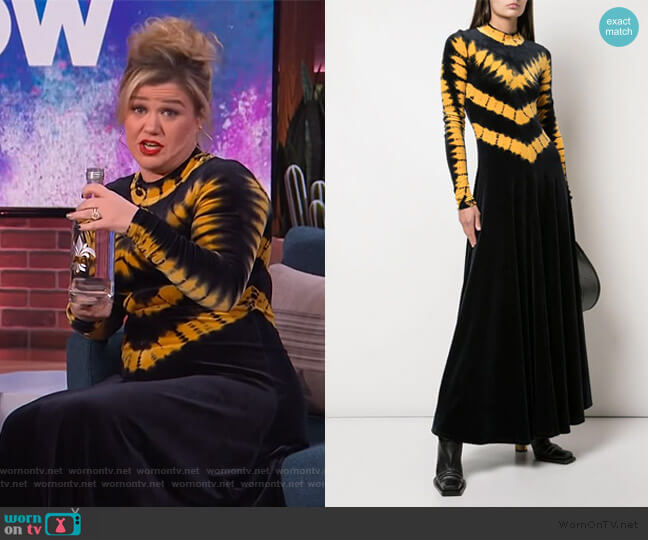 Proenza Schouler Tie Dye Velvet Long Sleeve Dress worn by Kelly Clarkson on The Kelly Clarkson Show