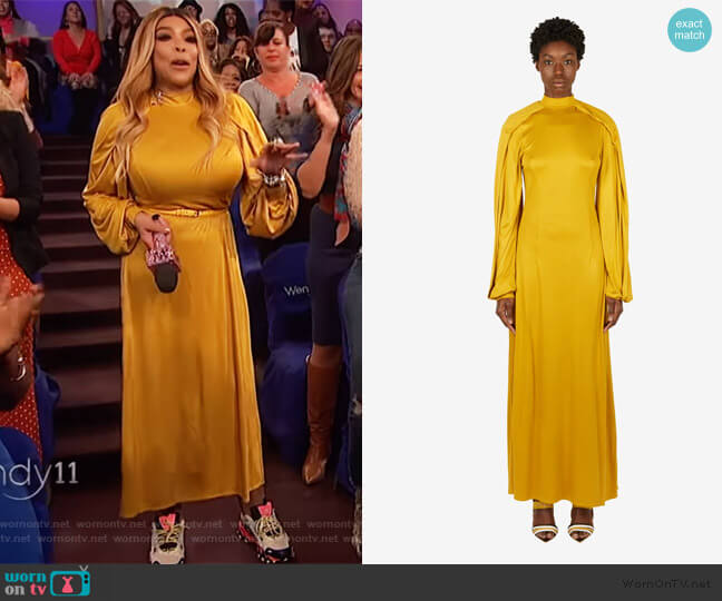 Pyer Moss Wrap Sleeve Maxi Dress worn by Wendy Williams on The Wendy Williams Show