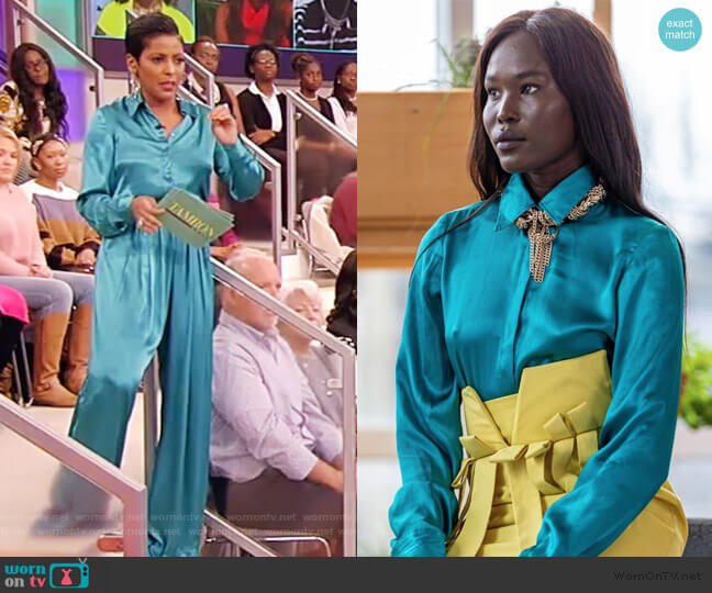Kidde Itto Satin Blouse worn by Tamron Hall on Tamron Hall Show