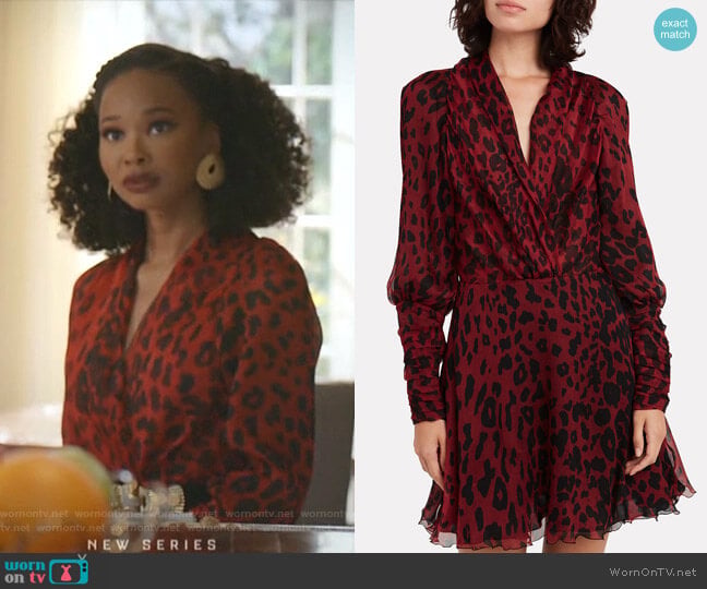 Redemption Leo Leopard Crepe Mini Dress worn by Monica Colby (Wakeema Hollis) on Dynasty