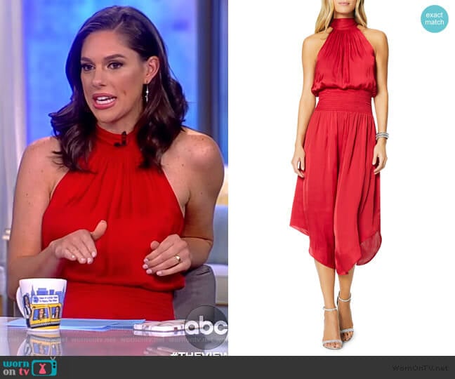 Ramy Brook Bella Halter Midi Dress worn by Abby Huntsman on The View
