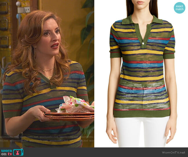 Jacquemus Ray Stripe Polo worn by Chelsea Grayson (Anneliese van der Pol) on Ravens Home