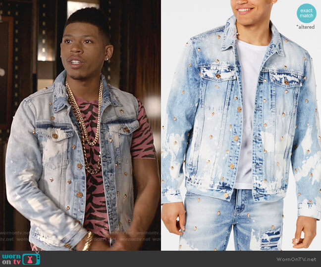 Reason Lancaster Skull Studded Destroyed Denim Jacket worn by Hakeem Lyon (Bryshere Y. Gray) on Empire