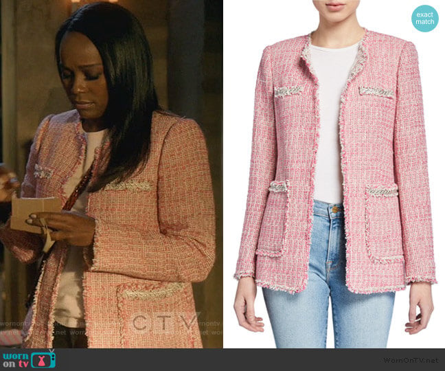 Rebecca Taylor Collarless Tweed Jacket worn by Michaela Pratt (Aja Naomi King) on How to Get Away with Murder