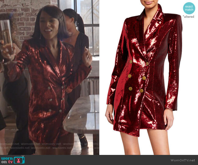 Retrofete Selena Sequin Jacket Dress with Asymmetric Hem worn by Tiana Brown (Serayah McNeill) on Empire