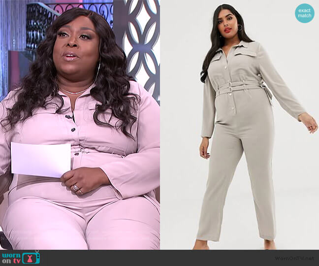River Island Plus utility jumpsuit in stone worn by Loni Love on The Real
