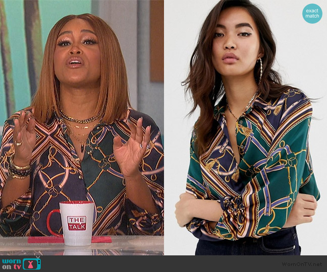 River Island River Island shirt in chain print worn by Eve on The Talk