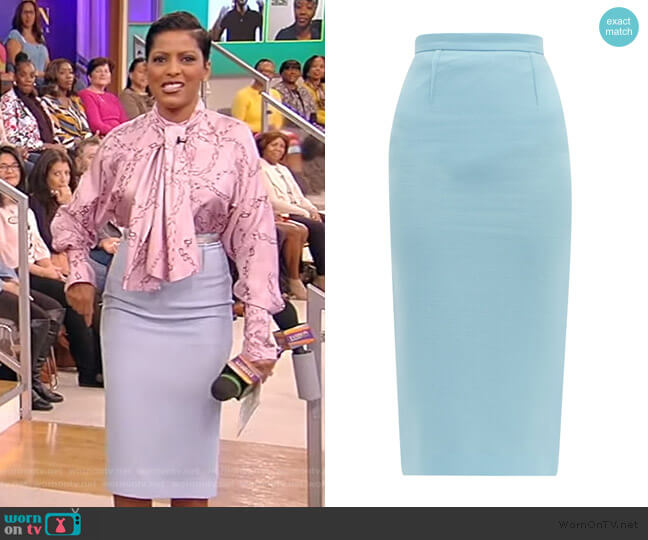 Roland Mouret Arreton wool-crepe pencil skirt worn by Tamron Hall on Tamron Hall Show