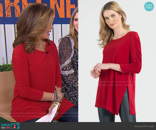 Clara Sunwoo Ruched Sleeve Angle Hem Tunic worn by Hoda Kotb on Today