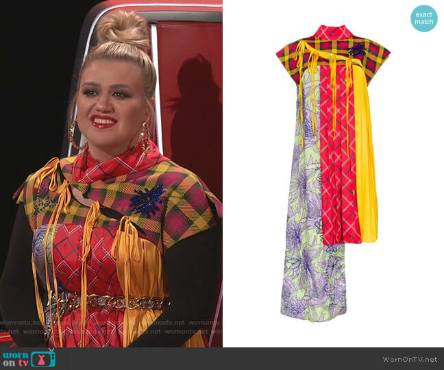 Shuting Qiu Asymmetric Deconstructed Cheongsam Dress worn by Kelly Clarkson on The Voice