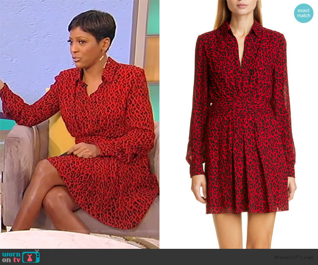 Saint Laurent Leopard Print Long Sleeve Minidress worn by Tamron Hall on Tamron Hall Show