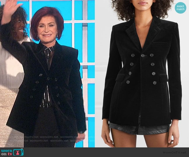 Saint Laurent Cotton-velvet blazer worn by Sharon Osbourne on The Talk