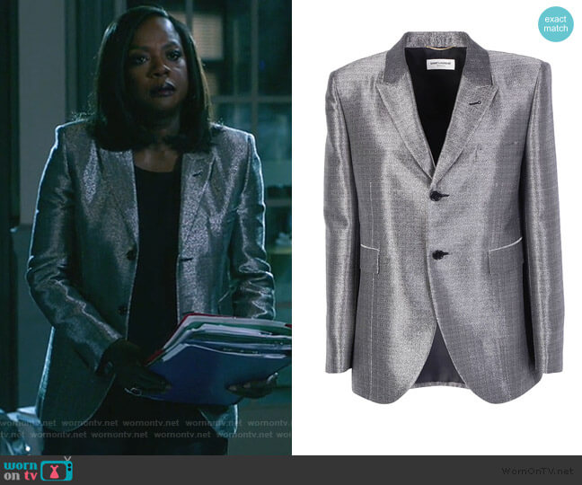 Saint Laurent Metallic Textured Blazer worn by Annalise Keating (Viola Davis) on How to Get Away with Murder