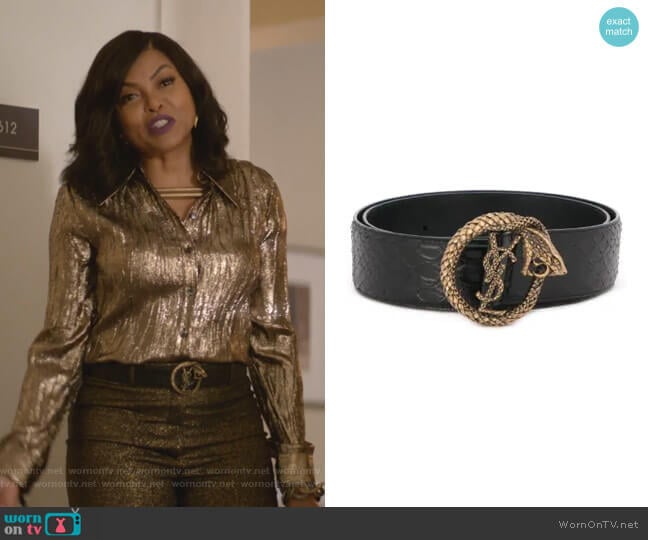 Saint Laurent Monogram Serpent Buckle Belt worn by Cookie Lyon (Taraji P. Henson) on Empire