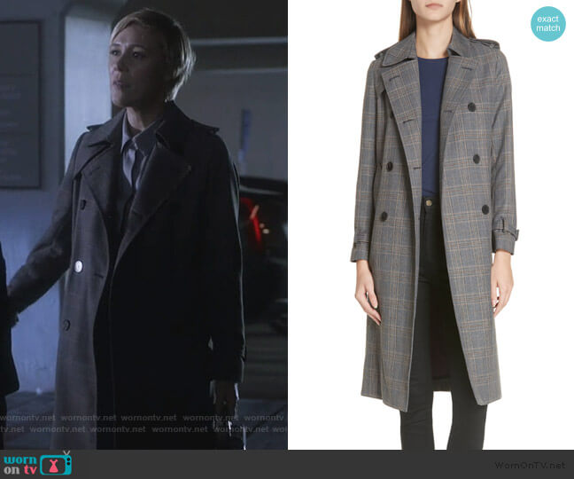 Sandro Long Plaid Coat worn by Bonnie Winterbottom (Liza Weil) on How to Get Away with Murder