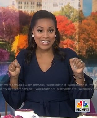 Sheinelle’s navy v-neck jumpsuit on Today