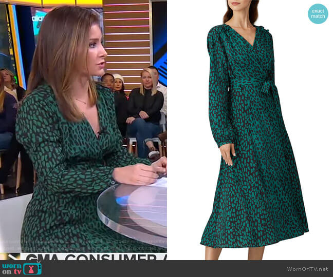 Slate & Willow Animal Printed Wrap Dress worn by Rebecca Jarvis on Good Morning America