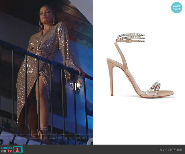 Aquazzura So Vera Crystal-Embellished Sandals worn by Dominique Deveraux (Michael Michele) on Dynasty