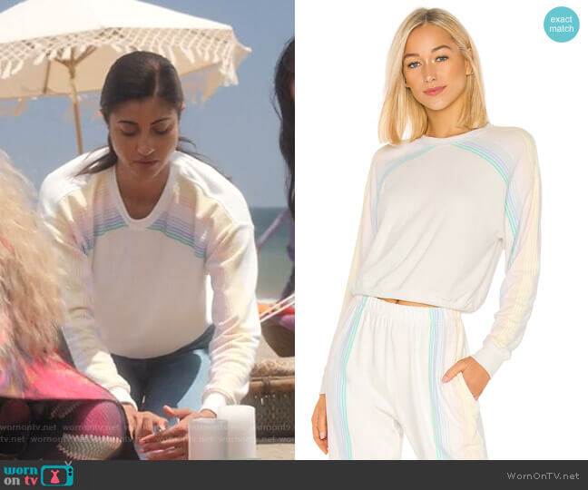 Spiritual Gangster Stripe Malibu Crew Neck Pullover worn by Alison S (Vella Lovell) on Dollface