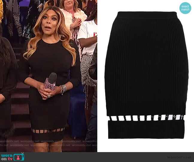 T by Alexander Wang Cutout ribbed-knit mini skirt worn by Wendy Williams on The Wendy Williams Show