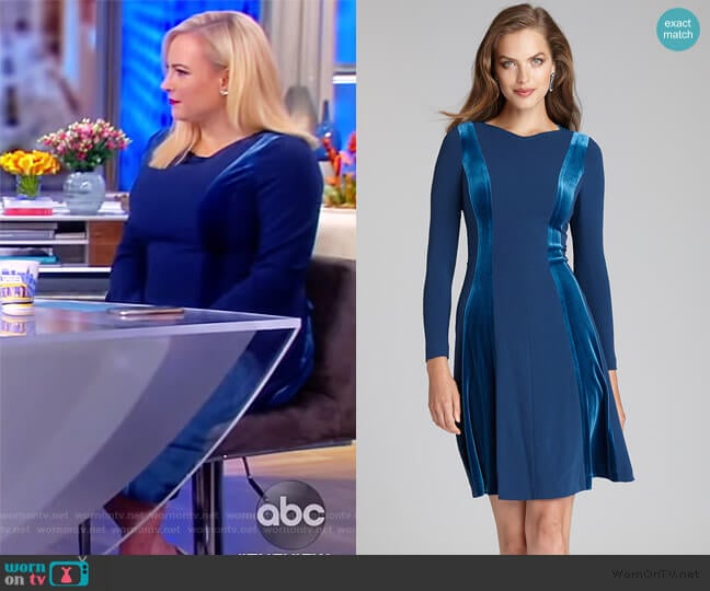 Teri Jon Crepe and Velvet Fit and Flare Dress worn by Meghan McCain on The View