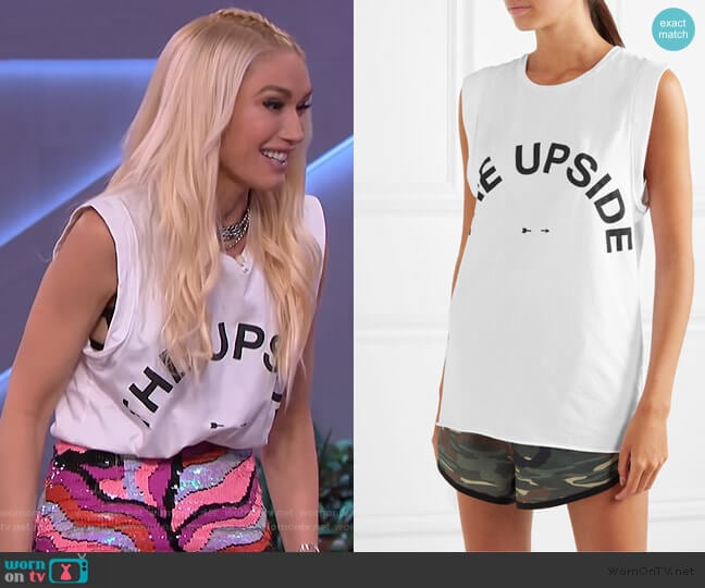 The Upside Muscle printed stretch-cotton jersey tank