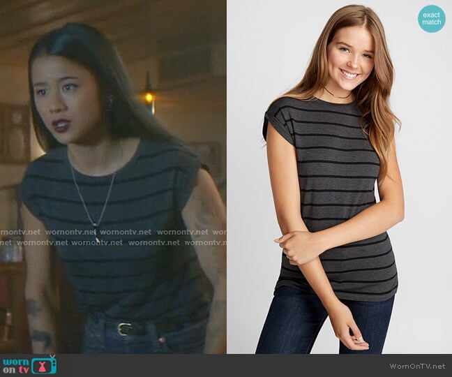Twik Striped Tee worn by George Fan (Leah Lewis) on Nancy Drew