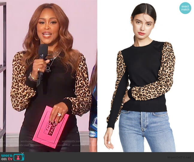 Veronica Beard Adler Mixed-Media Wool Sweater worn by Eve on The Talk