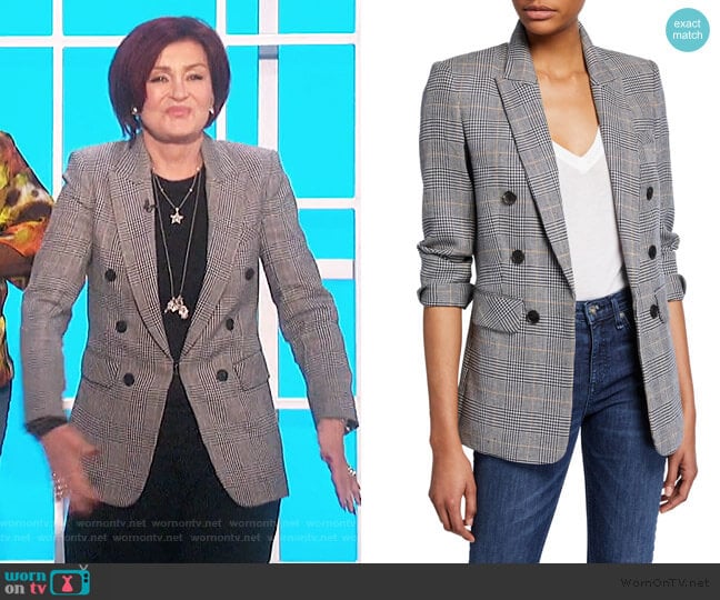 Veronica Beard Bexley Dickey Checked Blazer worn by Sharon Osbourne on The Talk