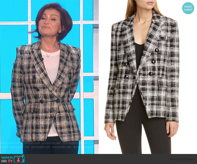 Veronica Beard Miller Embellished Tweed Dickey Jacket worn by Sharon Osbourne on The Talk