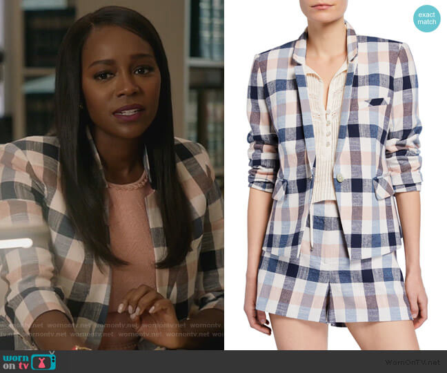 Veronica Beard Upcollar Schoolboy Dickey Jacket worn by Michaela Pratt (Aja Naomi King) on How to Get Away with Murder