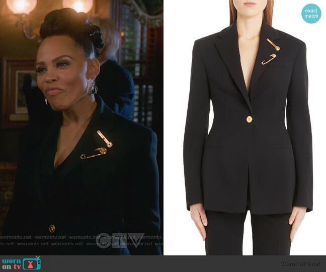 Versace Safety Pin Detail Stretch Wool Blazer worn by Tegan Price (Amirah Vann) on How to Get Away with Murder