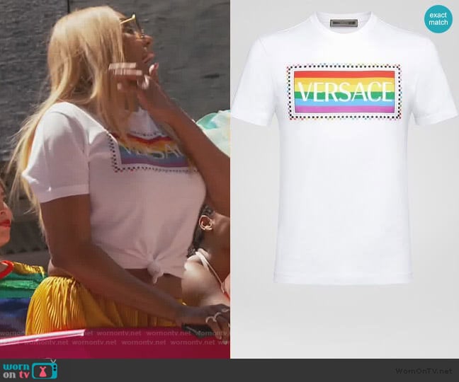 Versace X Pride Logo T-shirt worn by Nene Leakes on The Real Housewives of Atlanta
