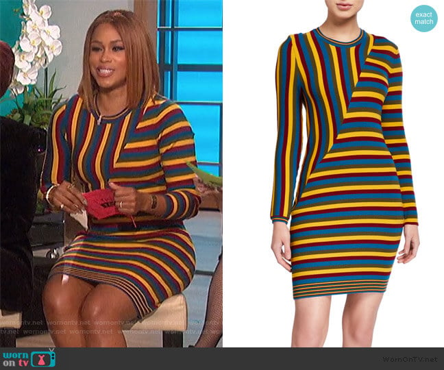 Victor Glemaud Long Sleeve Striped Mini Dress worn by Eve on The Talk