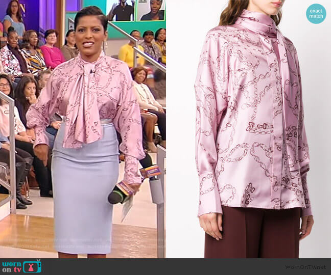 Victoria Beckham Tie Neck Raglan Blouse worn by Tamron Hall on Tamron Hall Show