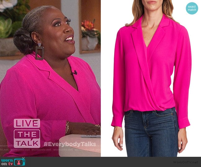 Vince Camuto Crossover-Front Faux Wrap Blouse worn by Sheryl Underwood on The Talk