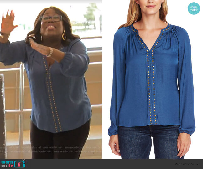 Vince Camuto Studded Blouson-Sleeve Top worn by Sheryl Underwood on The Talk
