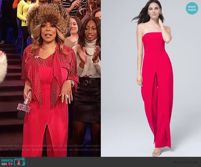 White House Black Market Convertible Strapless Split-leg Jumpsuit worn by Wendy Williams on The Wendy Williams Show