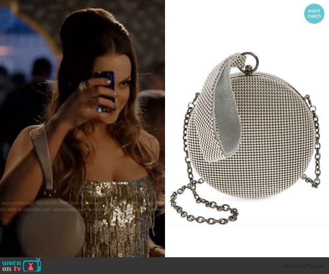 Whiting & Davis Canteen Mesh Ball Minaudière worn by Fallon Carrington (Elizabeth Gillies) on Dynasty