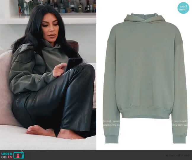 Yeezy Season 6 Classic Glacier Hoodie worn by Kim Kardashian on Keeping Up with the Kardashians
