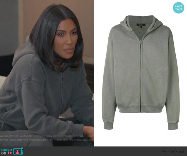 Yeezy Season 6 zip-up hoodie worn by Kim Kardashian on Keeping Up with the Kardashians