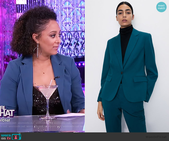 Zara Basic Blazer worn by Tamera Mowry on The Real